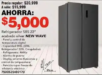 City Club NEW WAVE Refrigerador SBS 22" acabado silver oferta