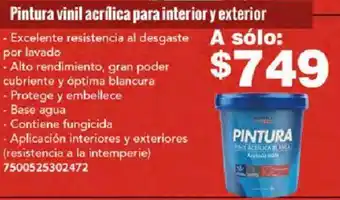 Pintura vinil acrílica para interior y exterior