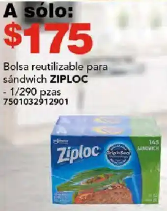 City Club Bolsa reutilizable para sándwich ZIPLOC 1/290pzas oferta