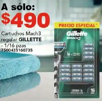Cartuchos Mach3 regular GILLETTE 1/16 pzas