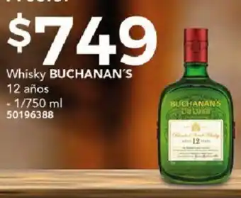 City Club Whisky BUCHANAN'S 12 años 1/750ml oferta