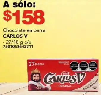 City Club Chocolate en barra CARLOS V 27/18g oferta