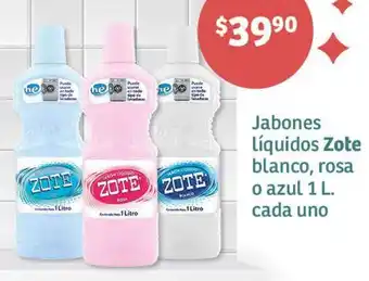 Jabones Líquidos Zote blanco, rosa o azul 1L