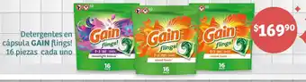 Soriana Híper Detergentes en cápsula GAIN flings! 16 piezas cada uno oferta