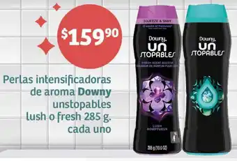 Soriana Híper Perlas intensificadoras de aroma Downy unstopables lush o fresh 285g oferta