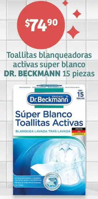Soriana Híper Toallitas blanqueadoras activas super blanco DR. BECKMANN 15 piezas oferta