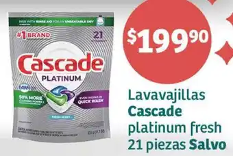 Soriana Híper Lavavajillas Cascade platinum fresh 21 piezas Salvo oferta
