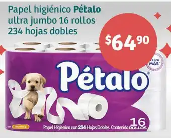 Soriana Híper Papel higiénico Pétalo ultra jumbo 16 rollos 234 hojas dobles oferta