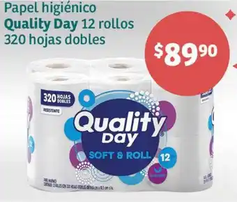 Soriana Híper Papel higiénico Quality Day 12 rollos 320 hojas dobles oferta