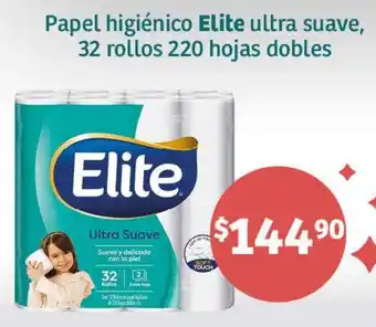 Soriana Híper Papel higiénico Elite ultra suave, 32 rollos 220 hojas dobles oferta