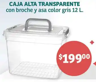 CAJA BAJA TRANSPARENTE con broche y asa color gris 8.5L