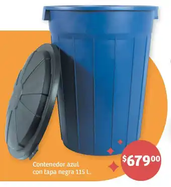 Soriana Híper Contenedor azul con tapa negra 115L oferta