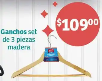 Soriana Híper Ganchos set de 3 piezas madera oferta