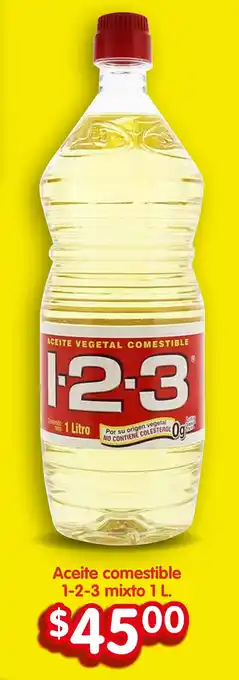Aceite comestible 1-2-3 mixto 1L