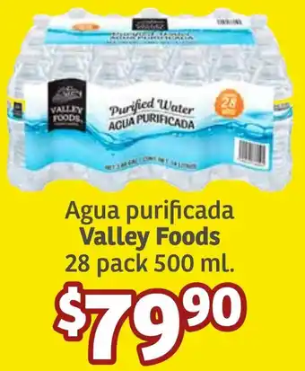 Soriana Híper Agua purificada Valley Foods 28 pack 500ml oferta