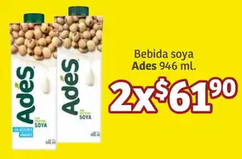 Soriana Híper Bebida soya Ades 946ml oferta