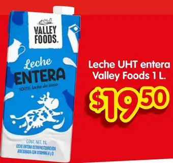 Soriana Híper Leche UHT entera Valley Foods 1L oferta
