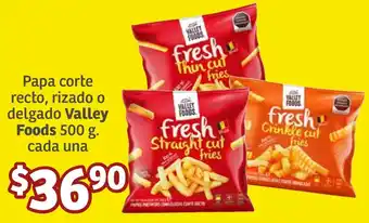 Soriana Híper Papa corte recto, rizado o delgado Valley Foods 500g oferta
