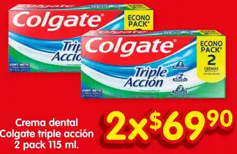 Soriana Híper Crema dental Colgate triple acción 2 pack 115ml oferta