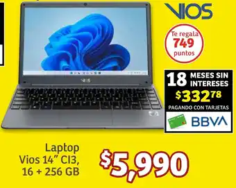 Soriana Híper VIOS Laptop Vios 14" Cl3, 16 + 256 GB oferta