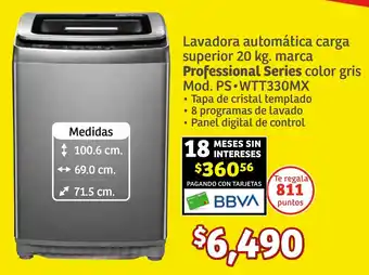 Lavadora automática carga superior 20 kg. marca Professional Series color