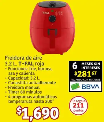 Soriana Híper T-FAL Freidora de aire 3.2L oferta