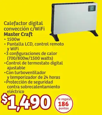 Soriana Híper Master Craft Calefactor digital convección c/WiFi oferta