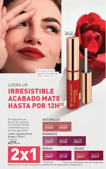 Yves Rocher Labial Líquido Grand Rouge L'Elixir 7 ml c/u oferta