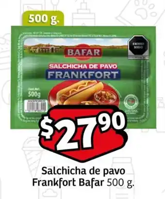 Salchicha de pavo Frankfort Bafar 500 g.