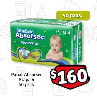 Soriana Express Pañal Absorsec Etapa 4 40 pzas. oferta
