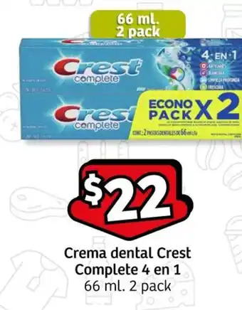Soriana Express Crema dental Crest Complete 4 en 1 66 ml. 2 pack oferta