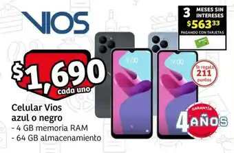 Soriana Express Celular Vios azul o negro cada uno oferta