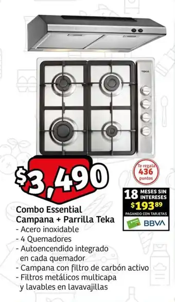 Soriana Express Combo Essential Campana + Parrilla Teka oferta