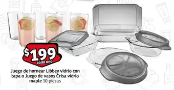 Soriana Express Juego de hornear Libbey vidrio con tapa o Juego de vasos Crisa vidrio maple 10 piezas cada uno oferta
