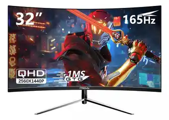 Mercado Libre Monitor gamer curvo fyhxele fy32qhd165 led 32 negro 100v/240v oferta