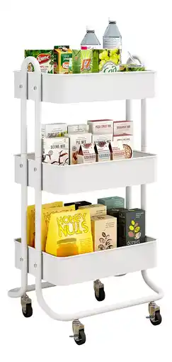 Carrito auxiliar multi-uso 3 niveles acero muebles estetica