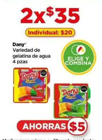 Bodega Aurrerá Dany Variedad de gelatina de agua 4 pzas x 2 oferta