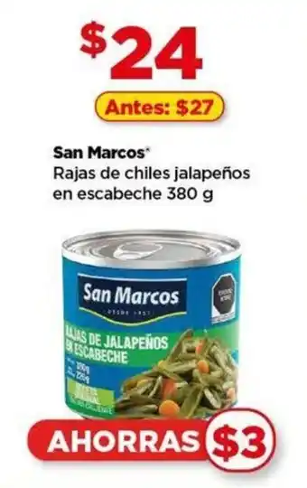 San Marcos Rajas de chiles jalapeños en escabeche 380 g