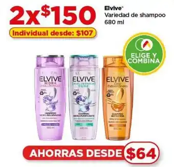 Bodega Aurrerá Elvive Variedad de shampoo 680 ml x 2 oferta