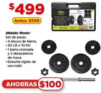 Bodega Aurrerá Athletic Works Set de pesas 20lb o 10kg oferta