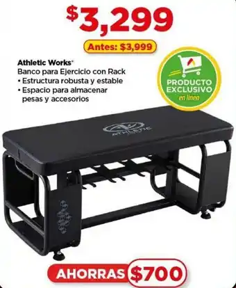 Bodega Aurrerá Athletic Works Banco para Ejercicio con Rack oferta