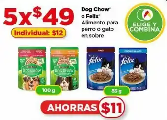 Bodega Aurrerá Dog Chow o Felix Alimento para perro o gato en sobre x 5 oferta