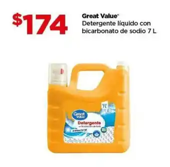 Bodega Aurrerá Great Value Detergente líquido con bicarbonato de sodio 7L oferta