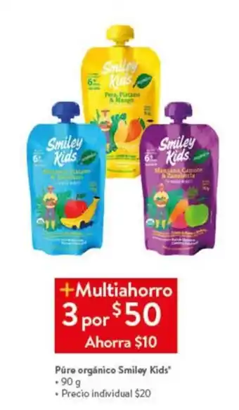 Púre orgánico Smiley Kids 90 g x 3