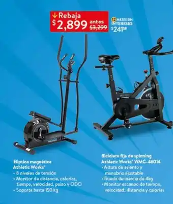Eliptica magnética Athletic Works o Bicicleta fija de spinning Athletic Works' WMC-46014