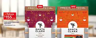 Walmart Leche entera o deslactosada Santa Clara 6 envases de 1Lc/u oferta
