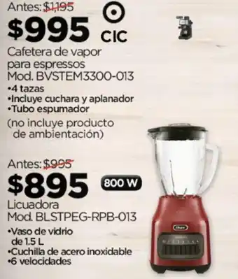 Chedraui Oster Cafetera de vapor para espressos Mod. BVSTEM3300-013 oferta