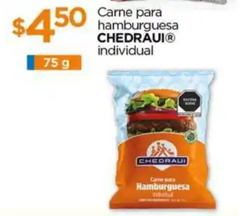Carne para hamburguesa CHEDRAUI individual 75 g