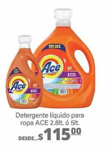 La Comer Detergente líquido para ropa ACE 2.8lt, ó 5lt. oferta