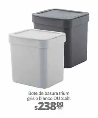 Bote de basura trium gris o blanco OU 2.5lt.